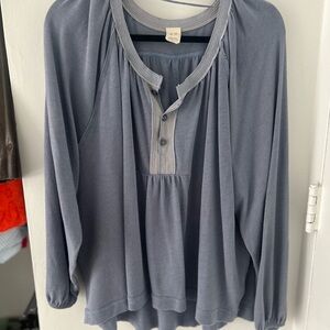 Free People Slate Blue Blouse